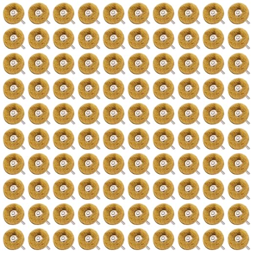 100 PCS Abrasive Buffing Wheels,1 Inch Buffing Polishing Wheel Set for Rotary Tool Accessorie 1/8'' (3mm) Shank, Yellow 80 Grits for Metal,Wood, Rust Removal