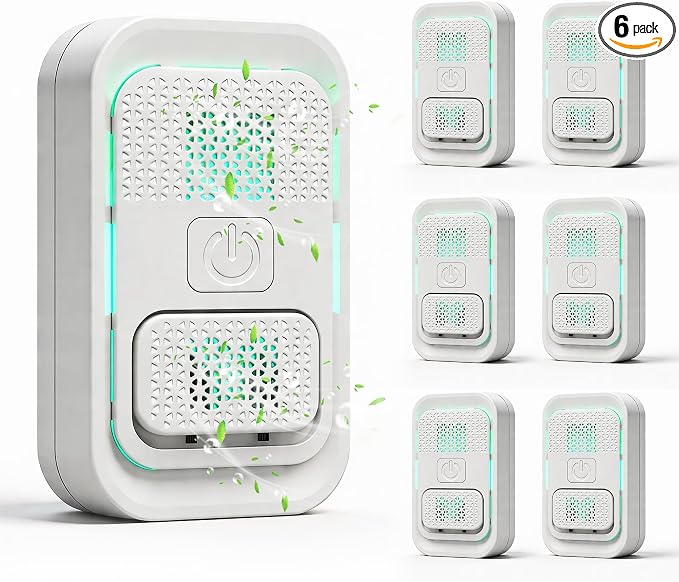 Plug In Air Ionizer - Anion Air Purifier for Home Bedroom Office, 6 Pack Small Mini Quiet, Portable Air Freshener for Odor, Dust, Pets Smell, White