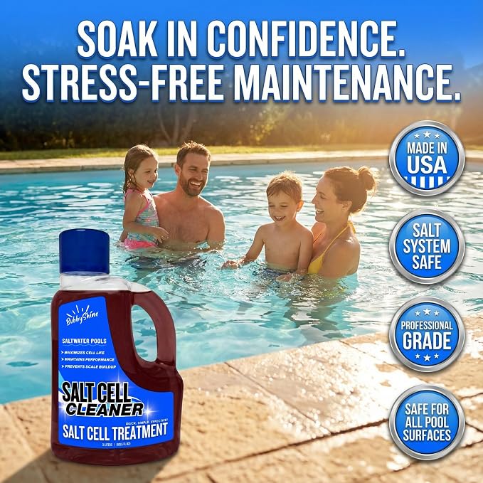 Salt Cell Cleaner for Pool, Pool Salt Cell Cleaner, Salt Generator Cell Cleaner Solution, Helps Reduce Scale Buildup, 3 L - BubbyShine