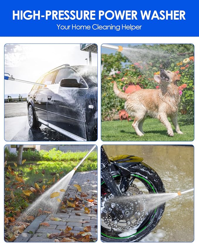 Upgraded Jet Nozzle for Garden Hose 2-in-1 Jet Nozzle High Pressure Hose Nozzle with 2 Different Nozzles and Hose Quick Connectors for Car Pet Garden Cleaning