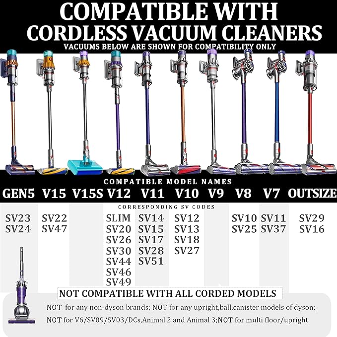 Flexible Crevice Tool and Extension Hose for Dyson Cordless Vacuum Cleaner V15 V15s Gen5 V12 V11 V10 V9 V8 V7 Dryer Vent Cleaner Kit and Car Detailing Attachments