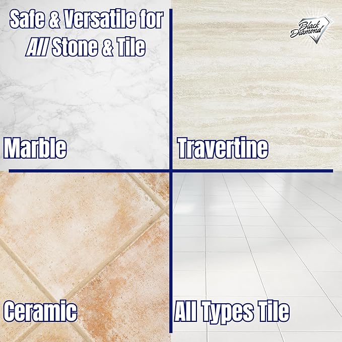 Black Diamond Stoneworks Marble & Tile Floor Cleaner Concentrate, pH Neutral, Streak-Free & No-Rinse Formula for Granite, Travertine, Limestone, Slate, Ceramic & Porcelain Floors (1 Quart)