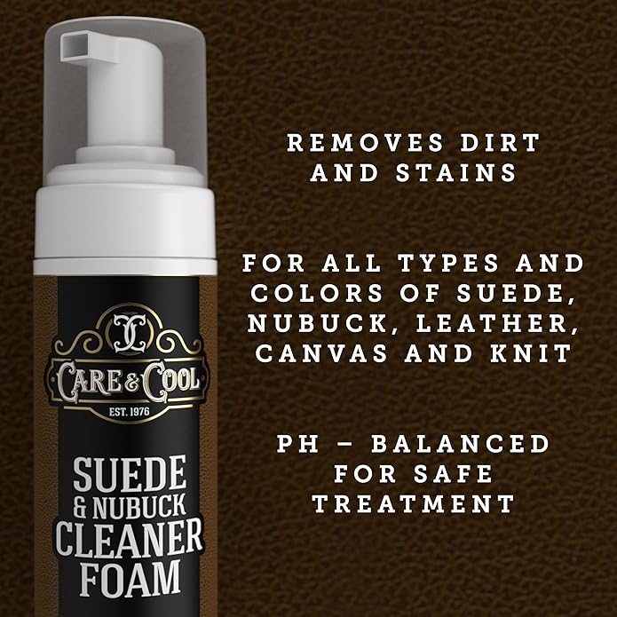 Care & Cool Suede and Nubuck Cleaner Foam Kit (5 oz) - Revitalizes and Refreshes Shoes, Boots, Clothes, and Furniture