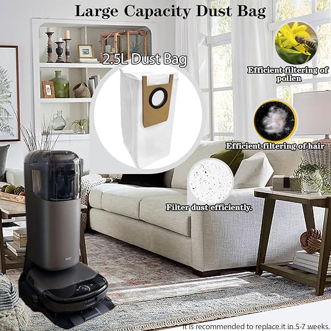 12PCS Dust Bags Replacement Accessory Kit for S1 Pro Omni, S1 Robot Vacuums Parts
