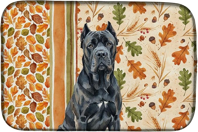 Caroline's Treasures Cane Corso Heirloom Fall Dish Drying Mat Absorbent Dish Drying Mat Pad for Kitchen Counter Dish Drainer Mat for Countertop, 14 x 21", Multicolor