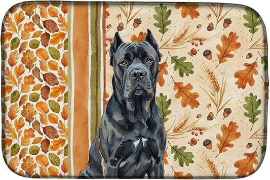 Caroline's Treasures Cane Corso Heirloom Fall Dish Drying Mat Absorbent Dish Drying Mat Pad for Kitchen Counter Dish Drainer Mat for Countertop, 14 x 21", Multicolor