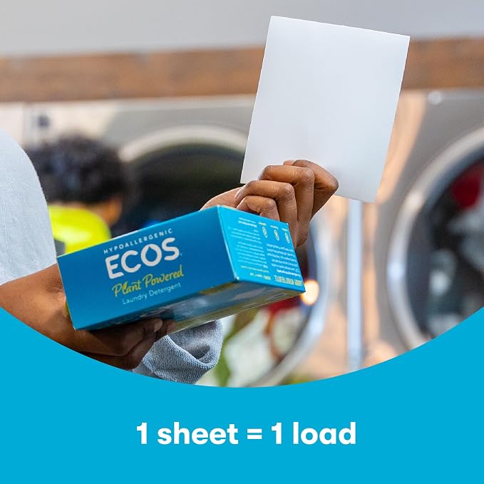 ECOS Laundry Detergent Sheets - Vegan, No Plastic Jug, No Mess & Liquid Free Laundry Sheets in Washer Hypoallergenic, Plant Powered Laundry Detergent Sheets - Lavender Vanilla 57 Count (Pack of 2)
