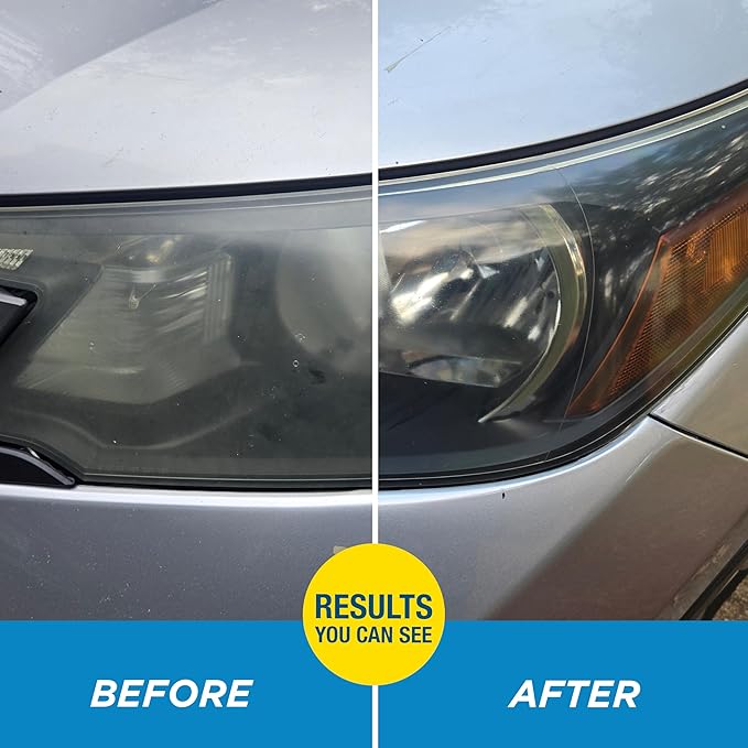Rain-X 800001810 Headlight Restorer, Headlight Cleaner & Restoration Liquid for Hazy, Yellowed Headlights, Brings Lights Back to Like New Condition, No Tools Required & Long Lasting Result