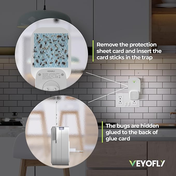 VEYOFLY Gnat Traps for House Indoor Refill, Fly Trap Indoor, Fruit Fly Traps for Indoors, Fly Catcher Indoors, Fly Trap, Plug in Catch for Fruit Flies, Moths, Gnats, Mosquito Trap (Pack of 10 Refills)