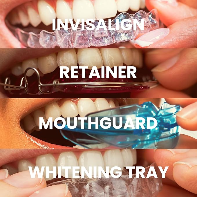 Retainer Cleaner and Soak Container, No-Mess Cleaning Tablets with Universal Denture Bath Case and Strainer, Multipurpose, for Mouth Guard Stains, Odor, and Plaque (92 Tablets + 1 Bath) by M3