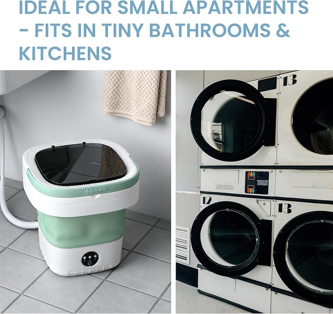 Portable Washing Machine 20L Mini Foldable Washer with Spin Basket, 3 Modes for Travel & Small Spaces,Green