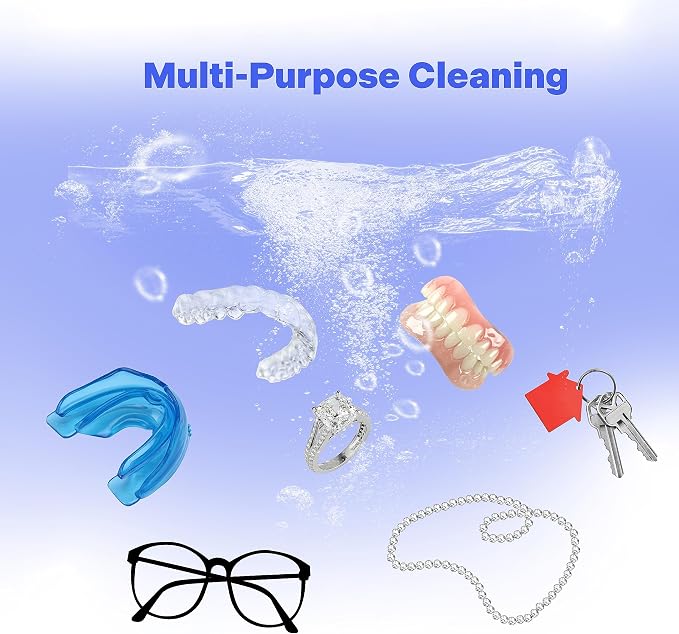 Ultrasonic Retainer Cleaner Machine with UV Lights for Invisalign, Aligner, Night Guard, Denture, Whitening Tray, Mouth Guard and Toothbrush Head - Dental Ultrasonic Cleaning Pod