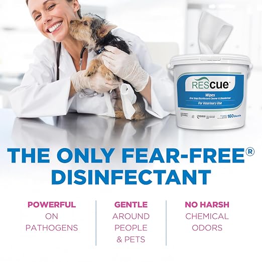 REScue Bucket Wipes & RTU 32oz Disinfectant – Disinfectant Cleaner for Vet Use, Designed to Clean Kennels, Litter Boxes & More