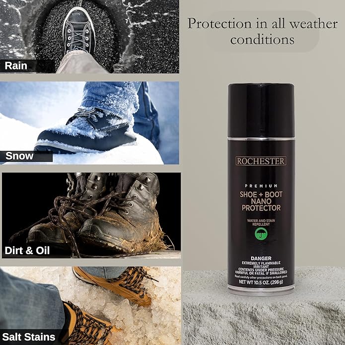 Rochester Shoe + Boot Nano Protector, NANO Technology-Formulated Shoe Protector Spray for a Wide Range of Boots and Shoes, Shoe Accessories, 10.5 oz.
