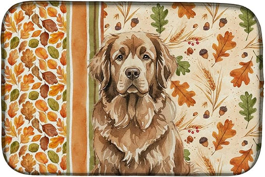 Caroline's Treasures Brown Newfoundland Heirloom Fall Dish Drying Mat Absorbent Dish Drying Mat Pad for Kitchen Counter Dish Drainer Mat for Countertop, 14 x 21", Multicolor