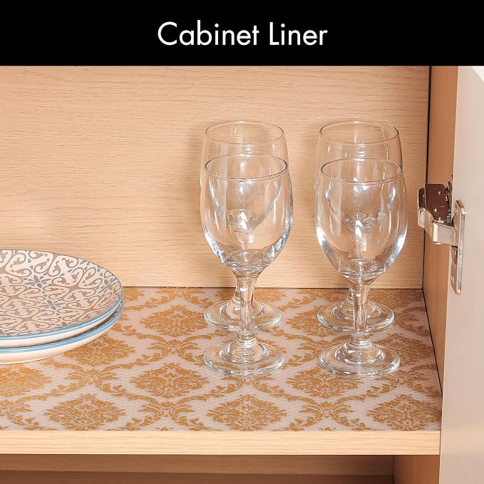Cooyes Shelf Liner for Kitchen Cabinets – Non-Adhesive Waterproof Drawer Liner – Durable EVA Material Easy-to-Cut Shelf Paper for Refrigerator, Cupboard, Dresser with Modern Pattern