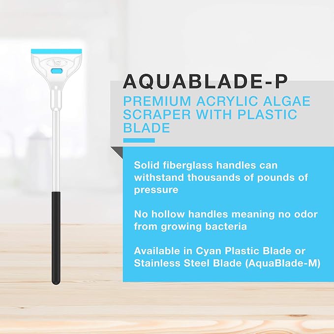 Continuum Aquatics AquaBlade P - Acrylic Safe Aquarium Scraper w/ Plastic Blade, Long, White