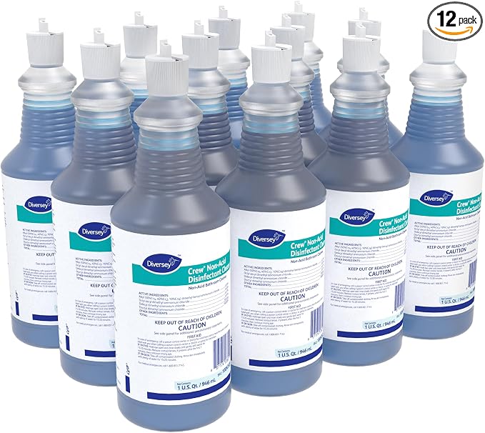 CREW Diversey 100925283 Neutral Non-Acid Bowl & Bathroom Disinfectant, 32 oz Squeeze Bottle, 12/CT | Ready to Use, Fresh Scent, Toilet Bowls, Urinals, Shower Rooms, Locker Rooms, Hard non-porous Surfaces