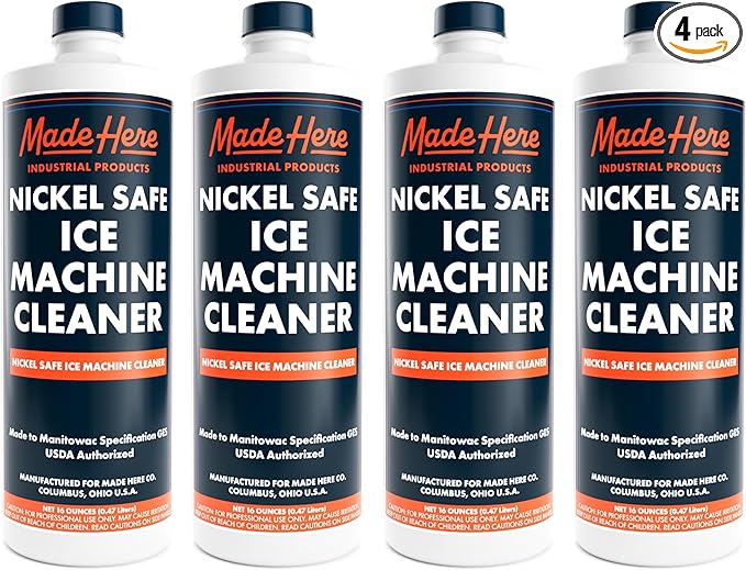 Made Here Co. Nickel-Safe Ice Machine Cleaner & Descaler - 16 oz (4-Pack) - Powerful Descaler for Nickel-Based Ice Makers - Safe for Home & Commercial Use