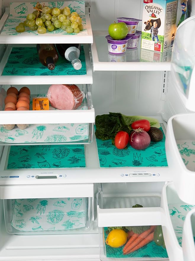 DII Fridge Liner Collection Non-Adhesive, Cut to Fit, Aqua Market, 12x24, 6 Piece