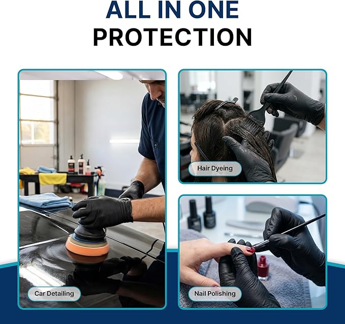 Schneider Nitrile Exam Gloves, 4 Mil Black Gloves Disposable Latex Free Powder Free, Food Safe for Cooking, Food Prep, Clean