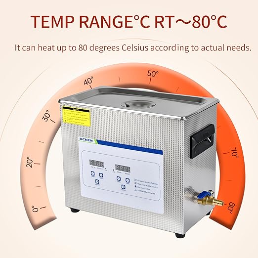 LICHEN 6.5L Ultrasonic Cleaner Professional Jewelry Cleaners with Digital Timer&Heater, Stainless Steel Cleaning Machine, Drain Valve & Hose Included for Lab, Glasses, Watches, Tools