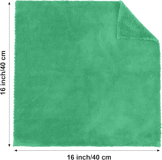 Shimeyao 30 Pcs Edgeless Microfiber Plush Towels for Cars Detailing Drying Wash Polishing Absorbent Cleaning Cloths, 500 GSM (16 x 16 Inch,Grass Green)