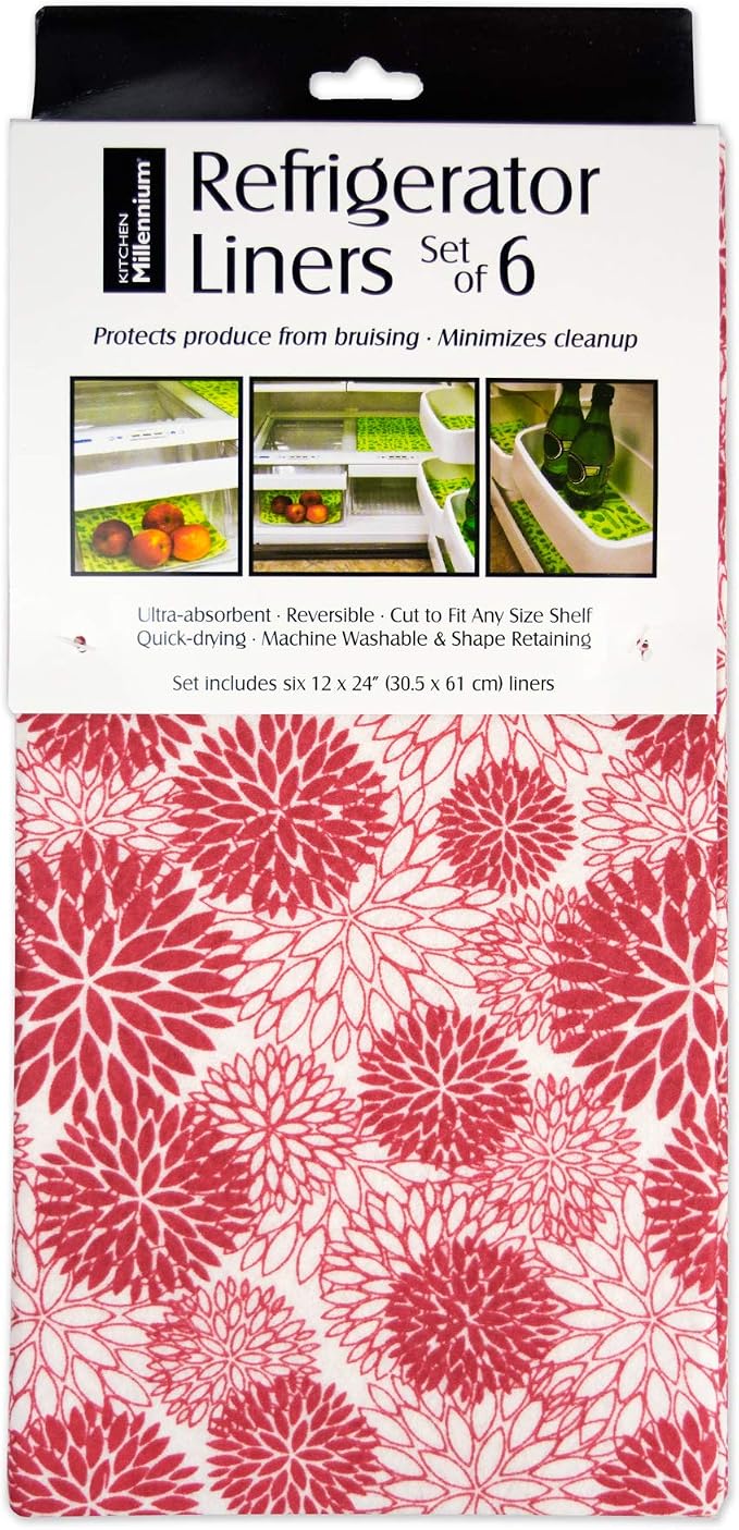 DII Fridge Liner Collection Non-Adhesive, Cut to Fit, 12x24, Tango Red, 6 Piece