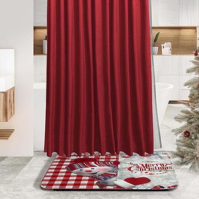 Clara Clark Bathroom Set - Christmas Bathroom Accessories Set, 24PC Bathroom Accessory Set, Christmas Bathroom Sets with Adhesive Corner Shower Caddy Hanging, Toilet Brush, Trash Can & Soap Dispenser