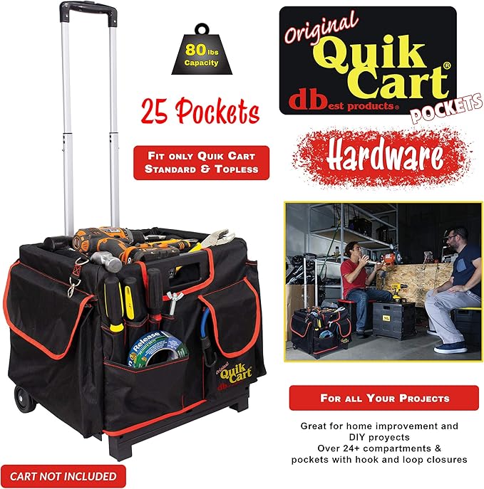 dbest Quik Cart Pockets, Black, Unisex, 20-Pocket Caddy for Easy Organization and Storage