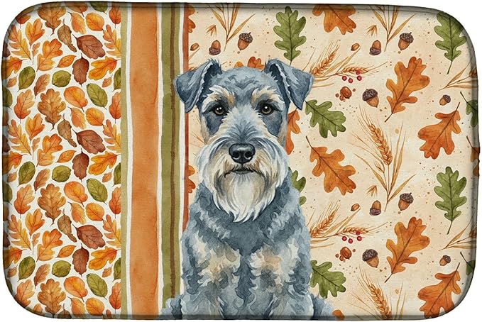 Caroline's Treasures Kerry Blue Terrier Heirloom Fall Dish Drying Mat Absorbent Dish Drying Mat Pad for Kitchen Counter Dish Drainer Mat for Countertop, 14 x 21", Multicolor