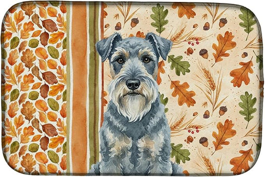 Caroline's Treasures Kerry Blue Terrier Heirloom Fall Dish Drying Mat Absorbent Dish Drying Mat Pad for Kitchen Counter Dish Drainer Mat for Countertop, 14 x 21", Multicolor