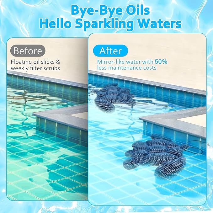 Banax 2Pcs Hot Tub Scum Absorber Reusable Pool Oil Absorbing Sponge Washable Scum Hot Tub Cleaner Turtle Pool Sponge Oil Absorber for Compatible with All Jacuzzi/Pool Types
