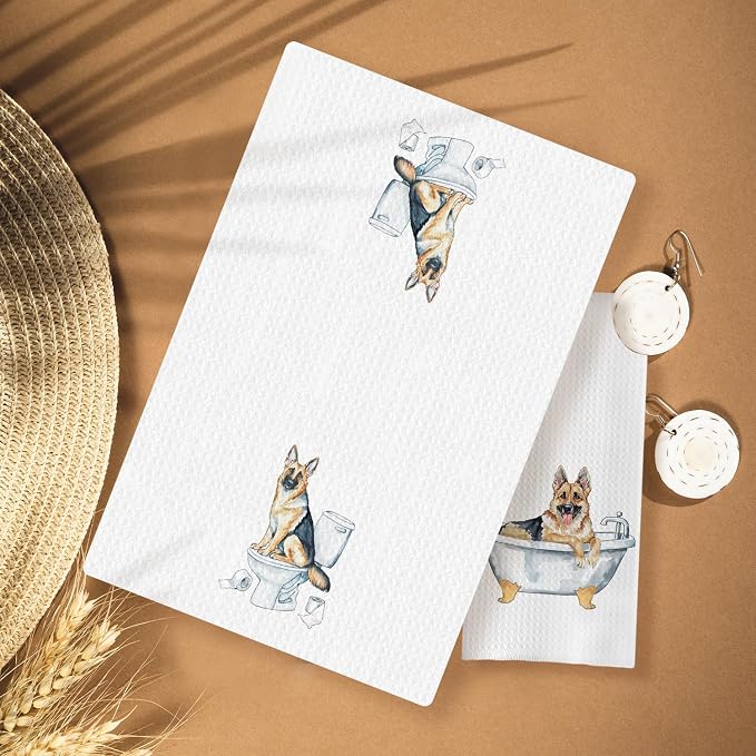 Funny German Shepherd Bathroom Hand Towels Set of 3, German Shepherd Decor Hand Towels for Bathroom, German Shepherd Gifts for Women Men, Gifts for German Shepherd Lovers Owners, 16x24 Inch
