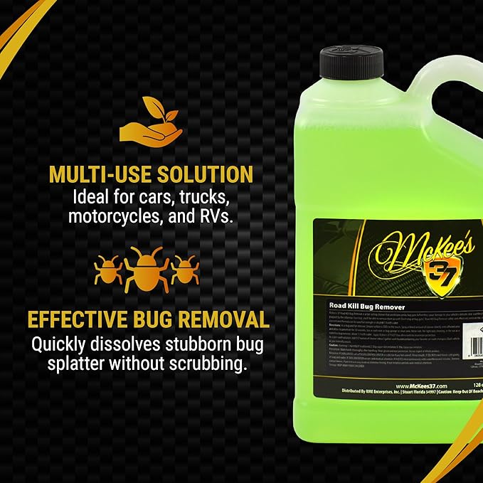McKee's 37 - Road Kill Remover | Powerful Bug And Tar Remover, Easy and Convenient Car Bug Eliminator Spray for Cars, Trucks, Motorcycles & RVs (128 oz)