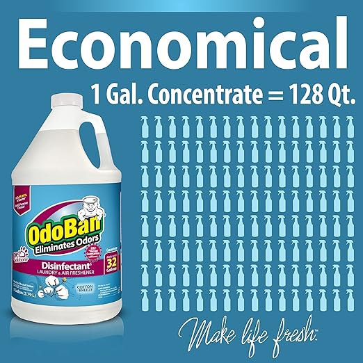 OdoBan Disinfectant Concentrate and Odor Eliminator, Made in the USA, Cotton Breeze Scent, 4 Gallons
