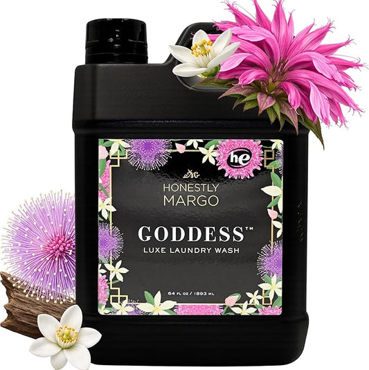 Honestly Margo Goddess Luxury Laundry Detergent (64 oz, Pack of 1) – Laundry Detergent Scented with Oud, Orange Blossom, Exotic Florals & Sandalwood | Delicate Laundry Detergent, Liquid Soap, 22 Loads