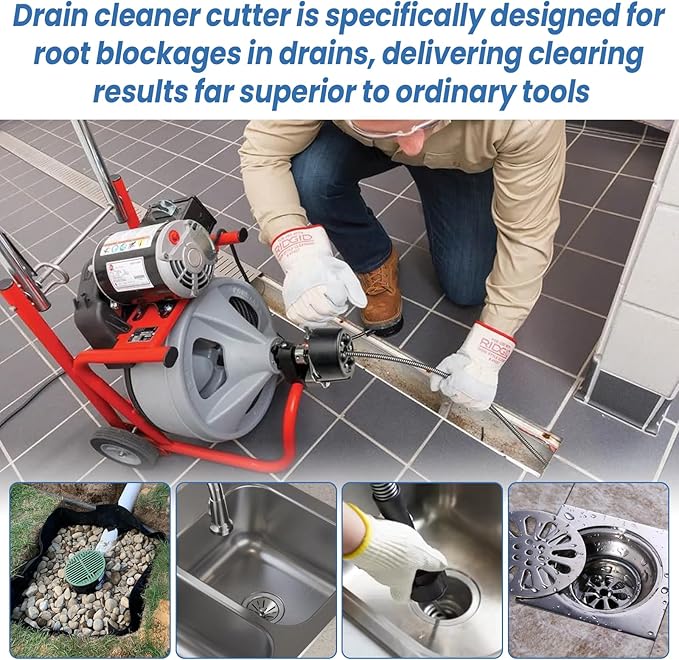 3HDB Heavy Duty Root Saw Drain Cleaner Cutter for General Wire 5/8 to 3/4 Inch Drain Cables that have connectors