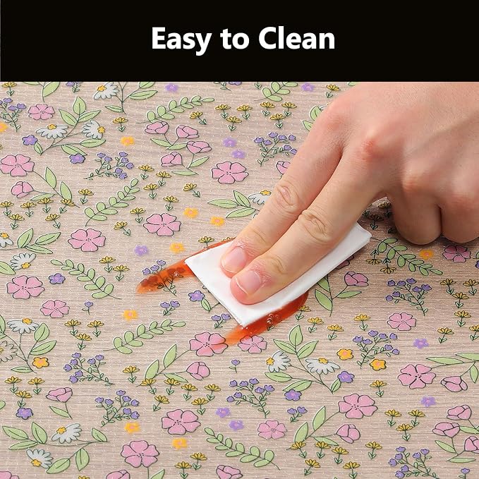 INNOLITES Shelf Liners for Kitchen Cabinets Non-Adhesive Drawer Liner with Floral, Waterproof Durable Easy to Clean, for Refrigerator, Shelves (Pink Purple Rose, 23.6" x 360")