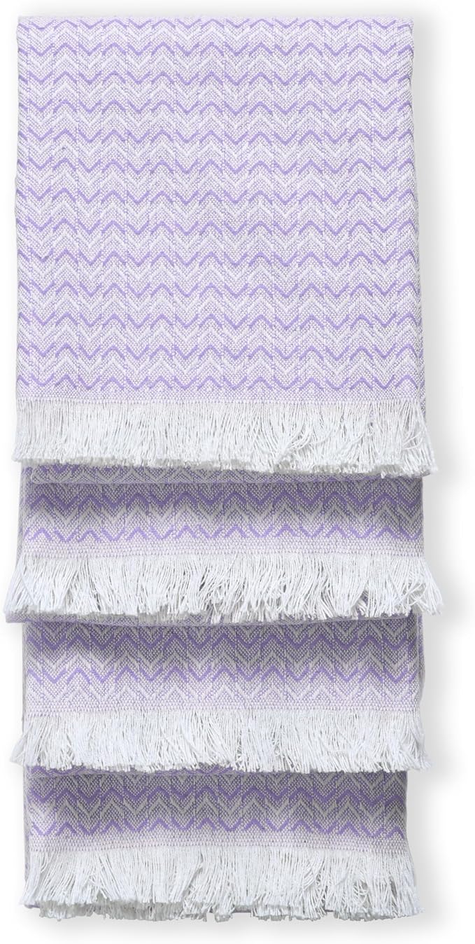 TWINY threads Kitchen Towel Chevron Pattern, Premium Large Kitchen Linen Set, 100% Cotton Wash Rags, Absorbent Quick Drying Cloths, Washable Reusable Multi Purpose, Set of 4, 16x26 Inches, Lavender