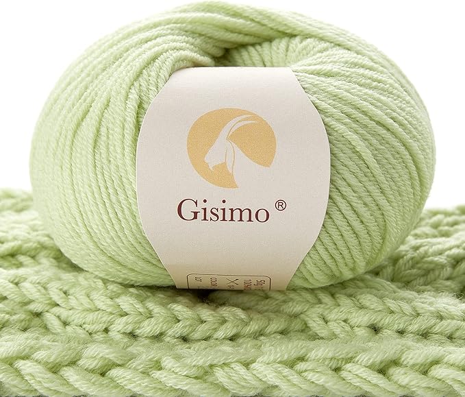 100% Merino Wool Yarn, 6-Ply Luxurious and Soft Yarn for Hand Knitting & Crocheting, 1.76 OZ/50g, 127 yds/116 Meters (Tender Green, 1 Ball)