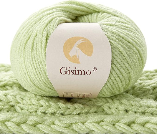 100% Merino Wool Yarn, 6-Ply Luxurious and Soft Yarn for Hand Knitting & Crocheting, 1.76 OZ/50g, 127 yds/116 Meters (Tender Green, 1 Ball)