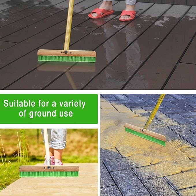 2 Pcs 24 Inches Green Concrete Broom Soft Without Handle Soft Flow Through Brush with Mounting Threads for Concrete Finishes, Hard Floors, Yards