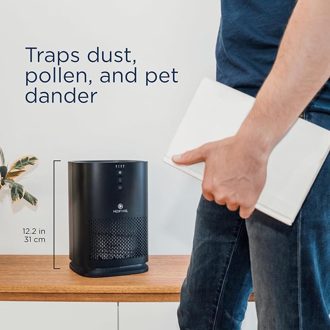 Medify MA-14 Air Purifier with True HEPA H13 Filter | 143 m² Coverage in 1hr for Allergens, Smoke, Wildfires, Dust, Odors, Pollen, Pet Dander | Quiet 99.9% Removal to 0.1 Microns | Black, 2-Pack