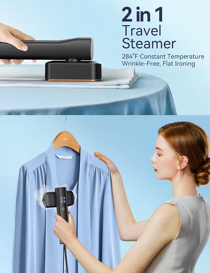 Steamer for Clothes,Sundu Portable 2-in-1 Travel Steamer&Iron,15s Fast Heat-up,100ml Water Tank,Ironing Gloves,25 Min Continuous Steam,1000W&4 Modes Light Steam Iron for Travel&Home(Black