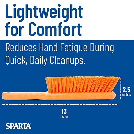 SPARTA 8 Inch Soft Counter Brush with Polyester Bristles and 5 Inch Handle, Color Coded Handheld Broom for Tables Countertops and Foodservice Surfaces, 13 Inch Overall Length, Orange
