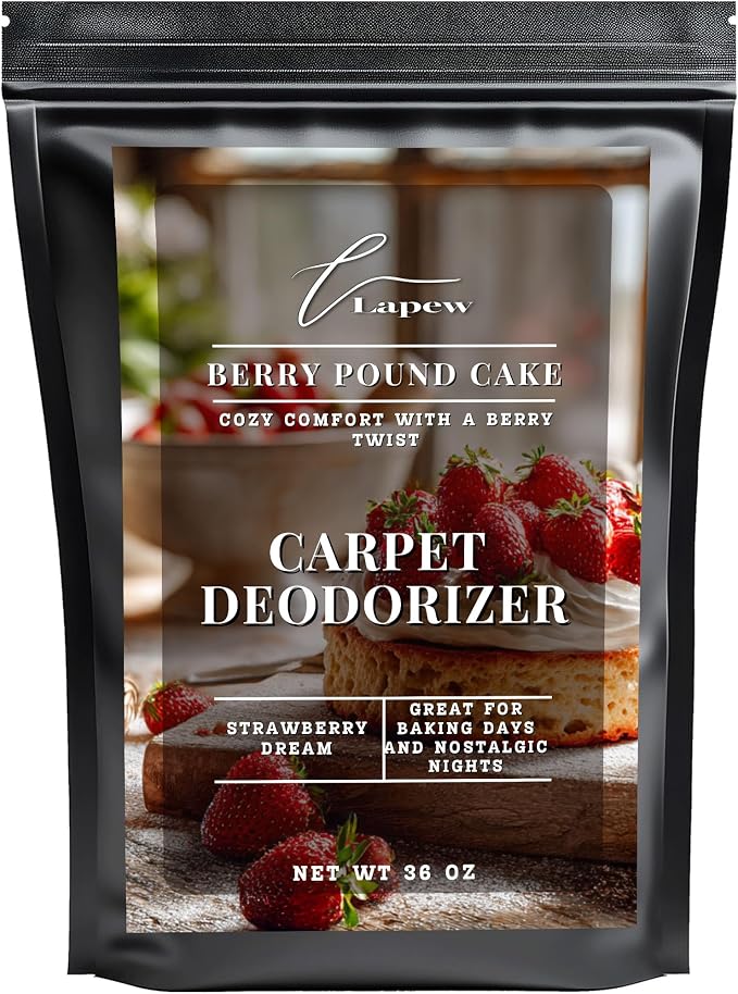 Lapew Berry Pound Cake Carpet Deodorizer Powder - Pet Safe Freshener for Vacuuming | Scented Odor Eliminator for Home | 36 oz