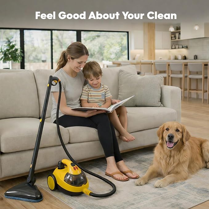 Steam Cleaner for Home, Multipurpose Chemical-Free Pressurized Steamer, 22 Accessories & 50 fl oz Large Tank, Deep Cleaning for Tile, Grout, Bathroom, Kitchen, Carpet & Upholstery