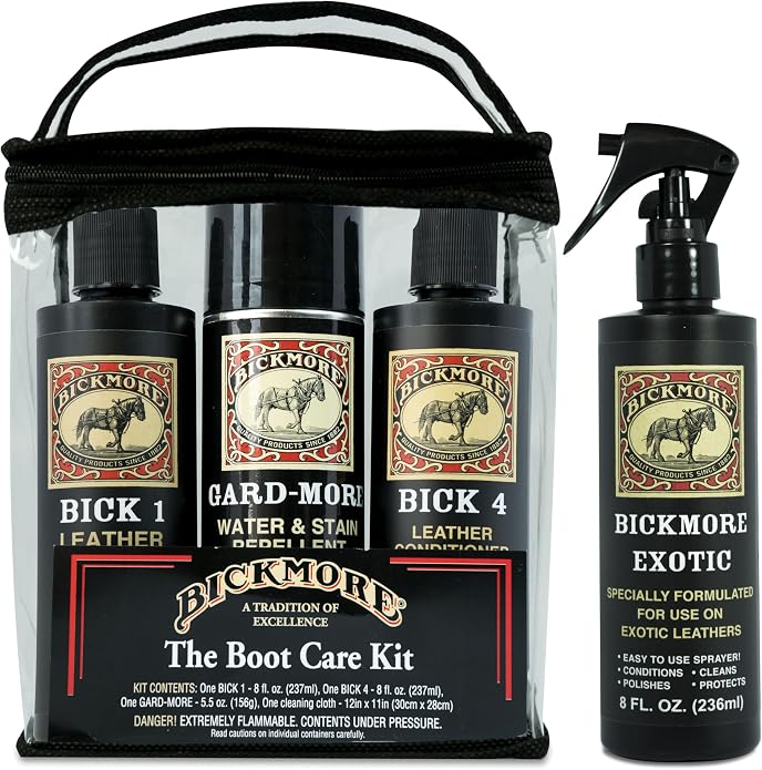 Boot Care Kit - Bick 1, Bick 4, Gard-More, and Exotic Leather Cleaner, Conditioners & Protector