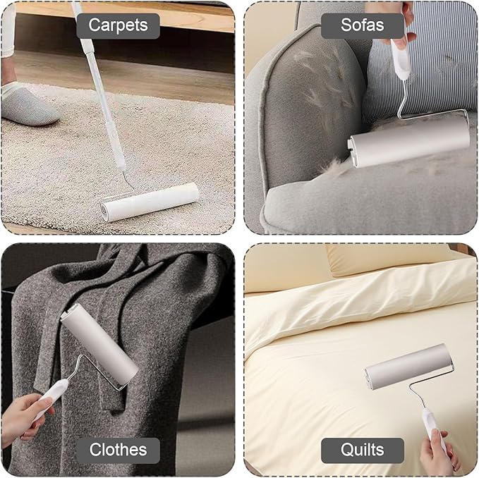 6.3 inch Wide Lint Roller Refills, Value Pack 16 Rolls Extra Sticky Lint Rollers Refill, Pet Hair Sticky Roller Refills for Floor, Couch, Carpet, Bed, Clothes(Pack of 16, Total 960 Sheets)